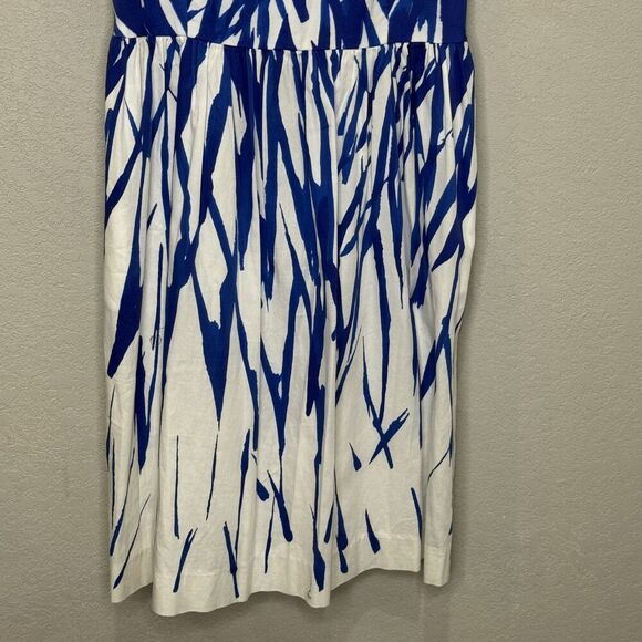Milly Dress Isadora Size 10 Blue White Abstract Sleeveless Fit Flare Made USA - Picture 4 of 10